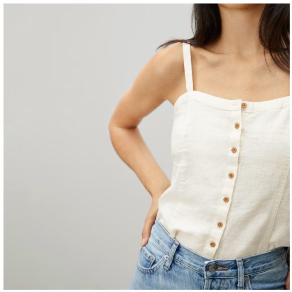 Everlane White Linen Picnic Top